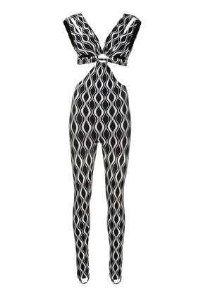 Amir Slama cut-out wave-print jumpsuit - Black