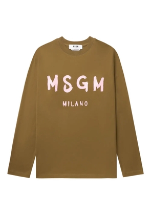 MSGM logo-print long-sleeve T-shirt - Green