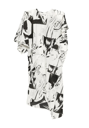 JNBY t-shaped silk short-sleeved dress - White