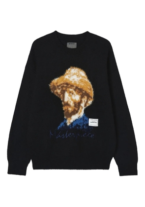 Musium Div. portrait embroidered sweater - Black