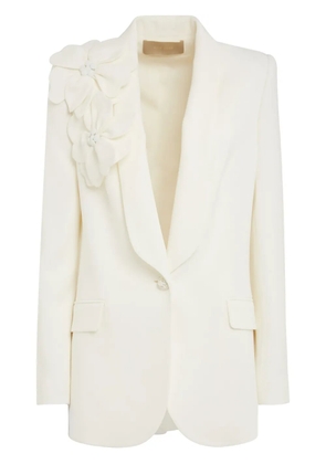 Elie Saab floral-appliqué blazer - White