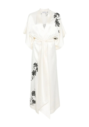 Carine Gilson lace-detail silk robe - Neutrals