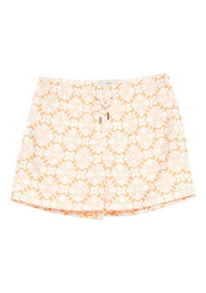 PENINSULA SWIMWEAR lace-pattern swim shorts - Orange