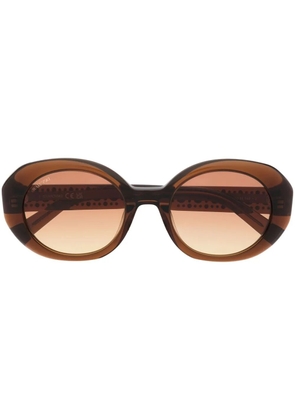 Swarovski Eyewear crystal-embellished oval-frame sunglasses - Brown