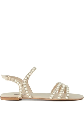 Casadei stud-embellished flat sandals - Neutrals