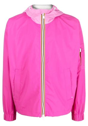 K-Way R&D striped-edge hooded jacket - Pink