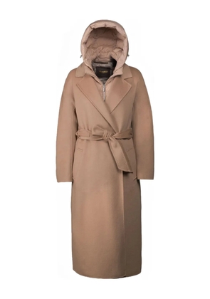 Moorer hooded belted coat - Neutrals