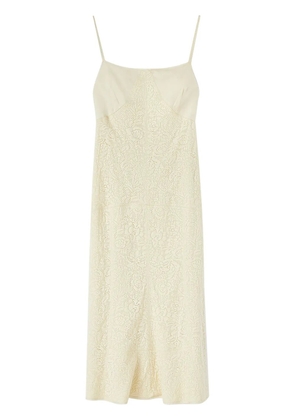 Jil Sander lace-embroidery square-neck midi dress - Neutrals