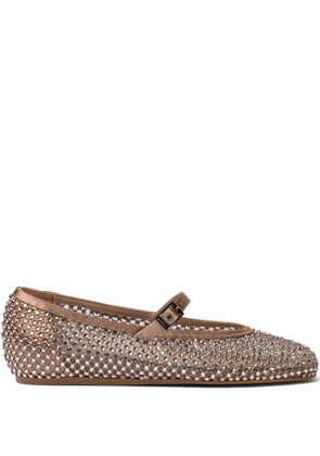 Le Silla Gilda embellished satin ballet flats - Brown