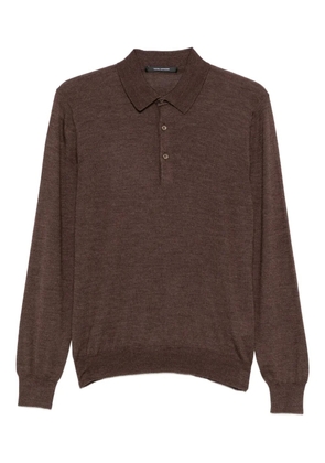 Tagliatore buttoned long-sleeve polo shirt - BROWN