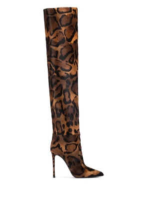 Le Silla 120mm Eva leopard-print leather boots - Brown