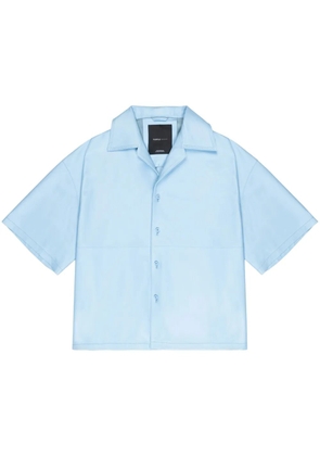 Purple Brand boxy-fit nubuck leather shirt - Blue