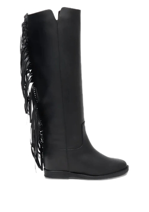 Via Roma 15 Malibu fringed leather boots - Black