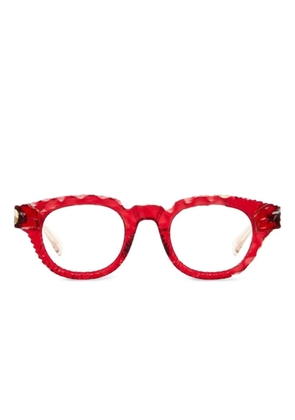 Kuboraum S1 leaf-effect round-frame glasses - Red