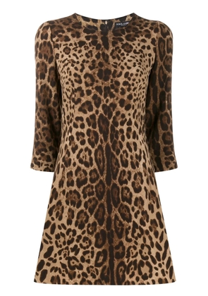 Dolce & Gabbana leopard-print crepe minidress - Neutrals