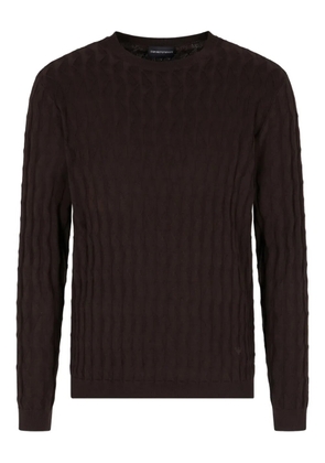Emporio Armani cable-knit crew-neck sweater - Brown
