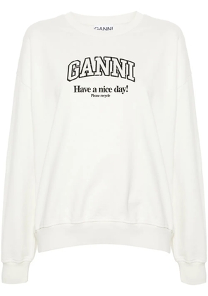 GANNI logo-print sweatshirt - Neutrals