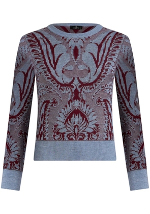 ETRO floral jacquard-knit wool jacket - Blue