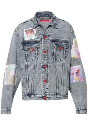MEMBERS OF THE RAGE patch-detail acid-wash denim jacket - Blue