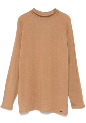 Kiton pointelle-trim sweater - Brown