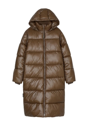 Closed hooded puffer coat - Brown