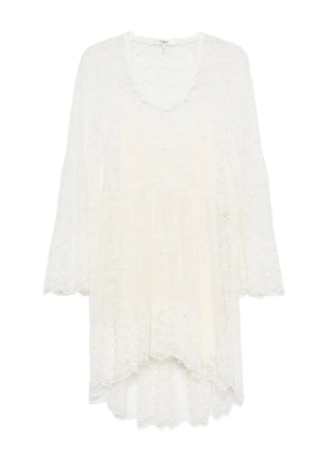 Chloé lace bell-sleeve mini dress - Neutrals