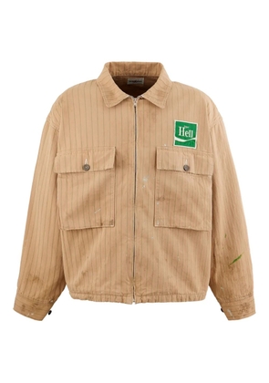 SAINT MXXXXXX pinstripe zip-up jacket - Brown