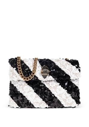 Kurt Geiger London small Kensington sequin-stripe shoulder bag - Black