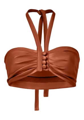 Lika button halterneck top - Brown