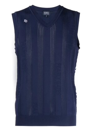 PEARLY GATES logo-jacquard V-neck knitted vest - Blue