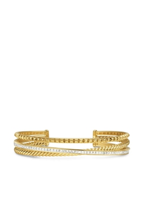 David Yurman 18kt yellow gold Crossover Trio three-row diamond cuff bracelet (11mm)