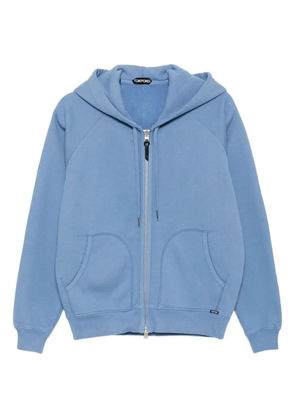 TOM FORD two-way zip up hood sweatshirt - Blue