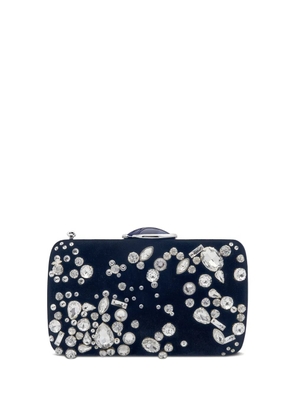 Oscar de la Renta crystal-embellished velvet clutch bag - Blue