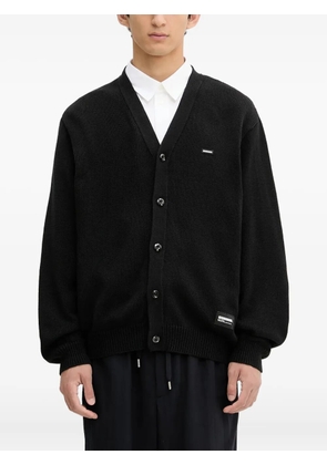 Neighborhood V-neck logo-plaque cardigan - Black