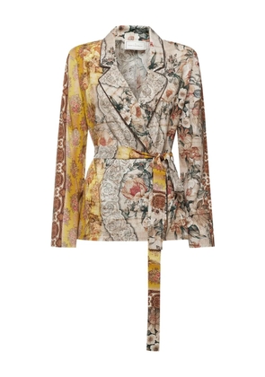 Pierre-Louis Mascia floral-patchwork belted jacket - Neutrals