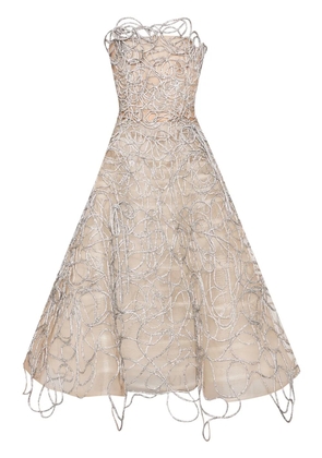 Oscar de la Renta Crystal Embroidered cord gown - Silver