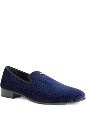 Giuseppe Zanotti woven-pattern velvet loafers - 002 BLUE