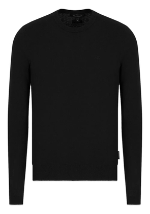 Armani Exchange logo-embroidered knitted jumper - Black