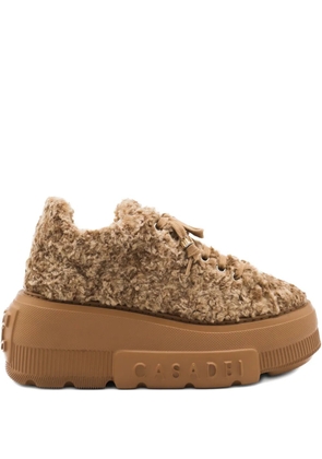 Casadei platform shearling trainers - Brown