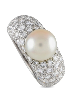 Cartier 18K white gold Juliette diamond and pearl ring - Silver
