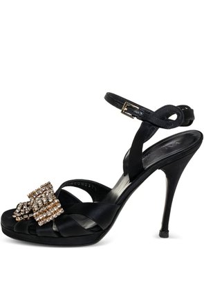Valentino Garavani Pre-Owned 80mm satin bow crystal sandals - Black