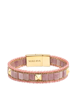 Nialaya Jewelry stud-embellishment rhodonite bracelet - Pink