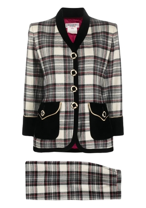 Saint Laurent Pre-Owned 1980s plaid wool skirt suit - Black