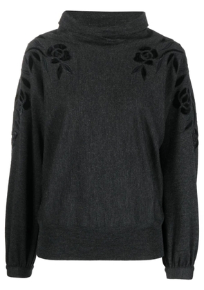 Valentino Garavani Pre-Owned 1980s floral-embroidered roll-neck jumper - Grey