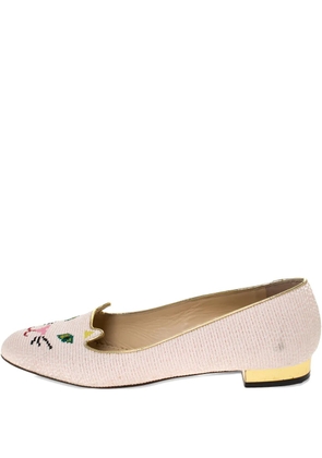 Charlotte Olympia 2024 pre-owned embroidery flats - Neutrals