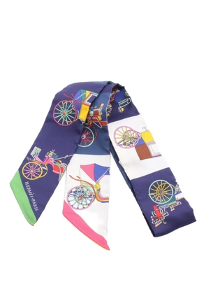 Hermès Pre-Owned 2020s Twilly Voitures Exquises scarf - Blue