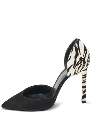 Saint Laurent Pre-Owned 105mm zebra print-heel suede pumps - Black