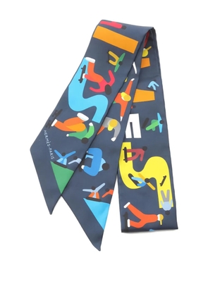Hermès Pre-Owned 2010s Twilly Figures Libres scarf - Blue