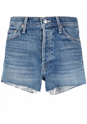 MOTHER The Tomcat frayed denim shorts - Blue