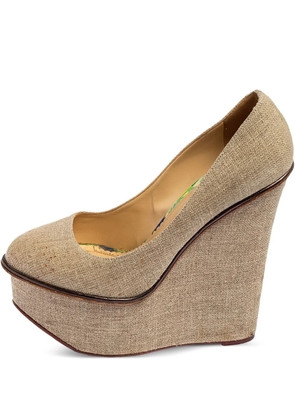 Charlotte Olympia 2023 pre-owned Carmen platform wedge pumps - Neutrals